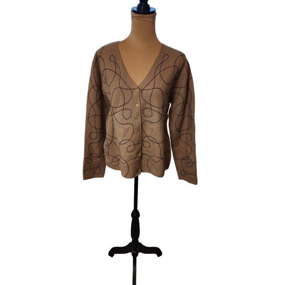Sarah Spencer Women's Brown wool Cardigan Sweater in Large